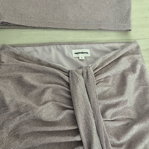 Superdown Set Halter Top Skirt Tiana Purple Lilac Metallic size S - Picture 3 of 6